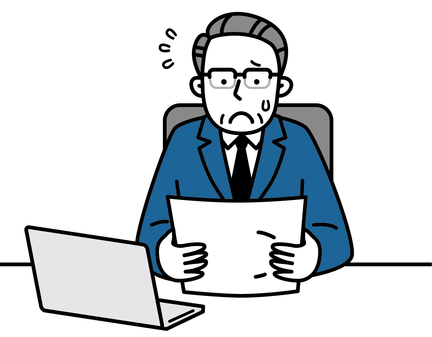 採用に悩む男性のイラスト