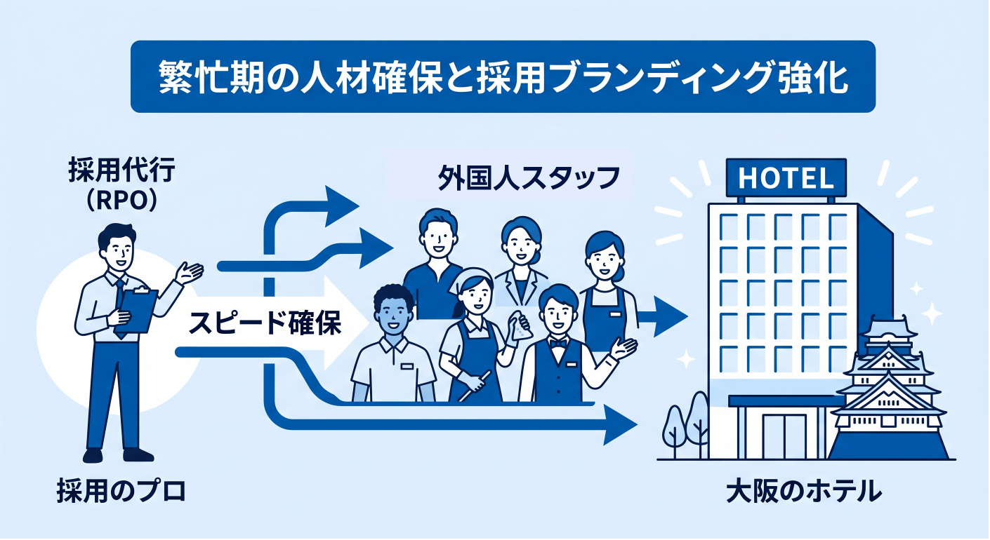 大阪のホテル業界における採用代行の活用イメージ